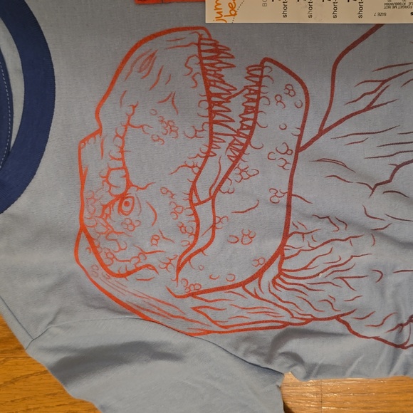 JUMPING BEANS BOYS BLUE SHORTS AND BLUE SHORT SLEEVE JURASSIC PARK TEE SIZE 7 - Picture 7 of 15